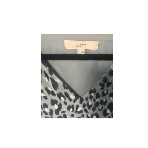 Loft Blue Leopard Print V-Neck Swing Dress - Picture 4 of 6